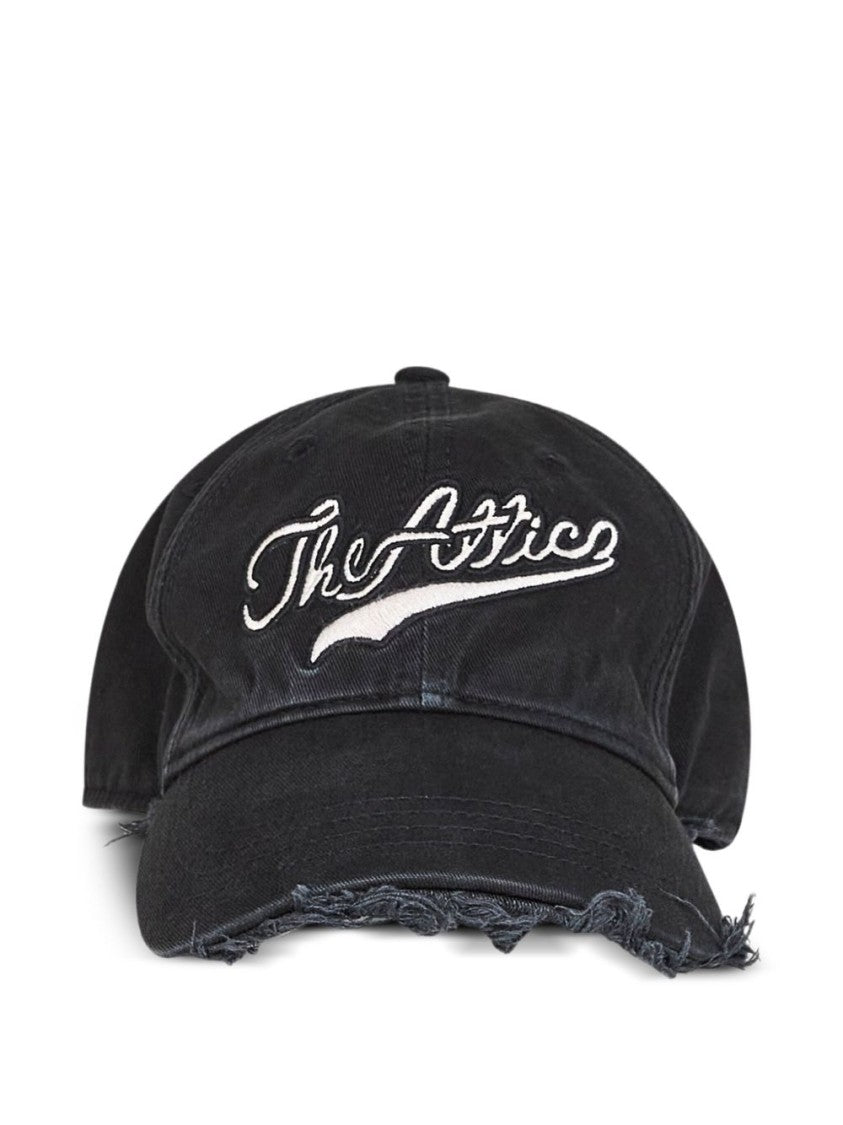 The Attico Embroidered Black Cotton Canvas Baseball Cap
