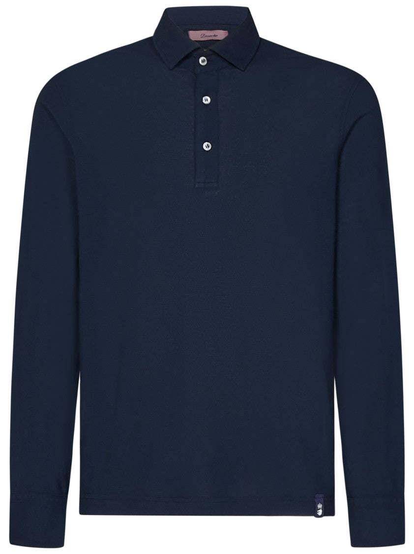 Drumohr Navy Blue Long-Sleeved Polo Shirt