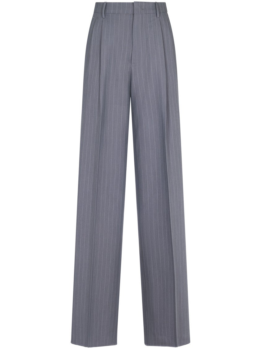Tagliatore Classic Wide-Leg Trousers With Subtle Pinstripe