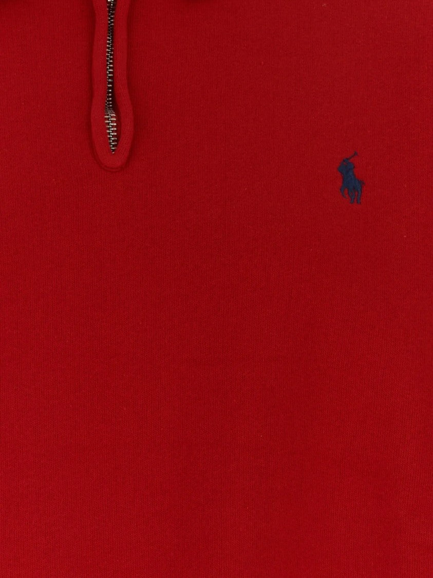 Polo Ralph Lauren Red Quarter-Zip Cotton Sweatshirt