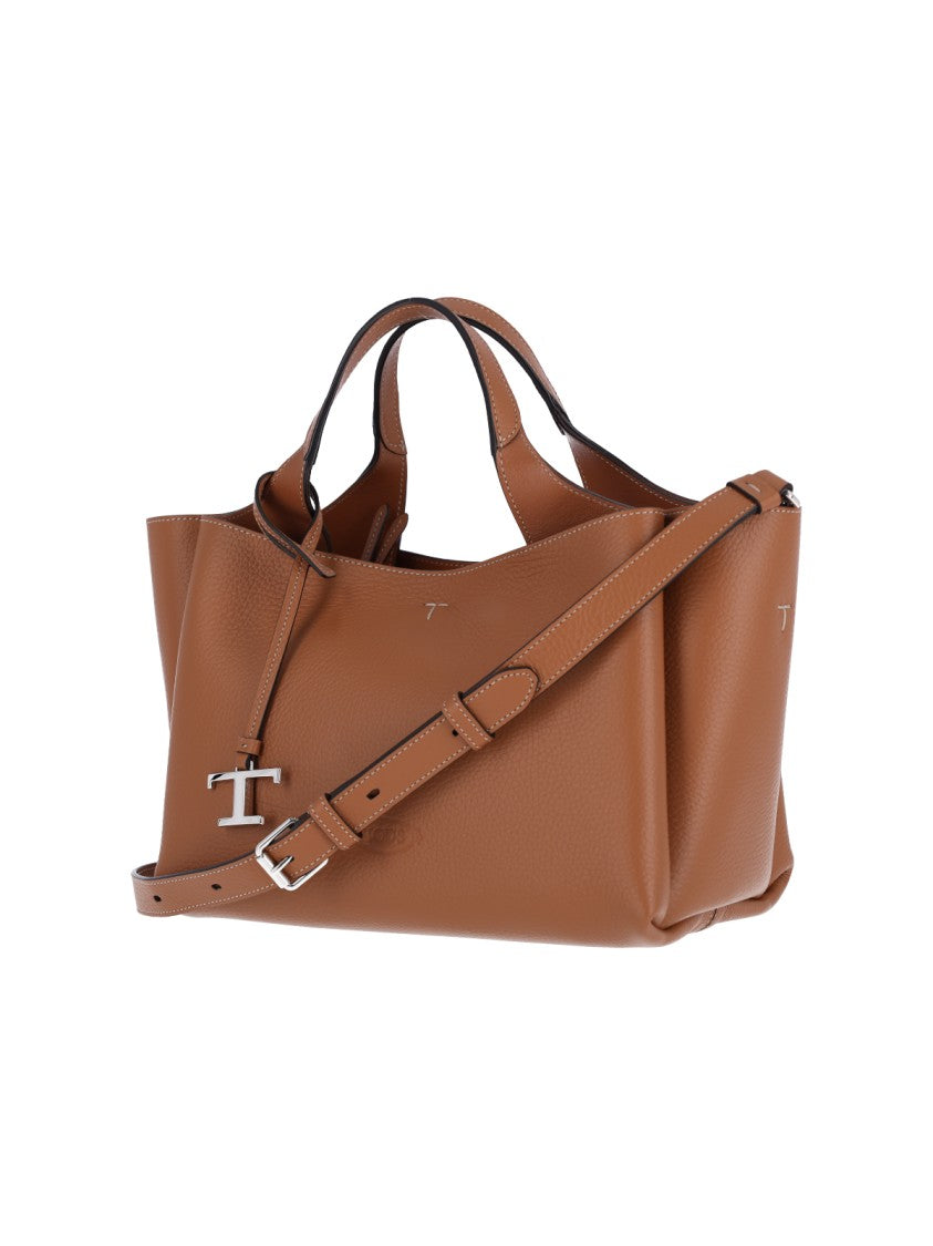 Tod's Mini Calf Leather Tote With Silver Logo Charm