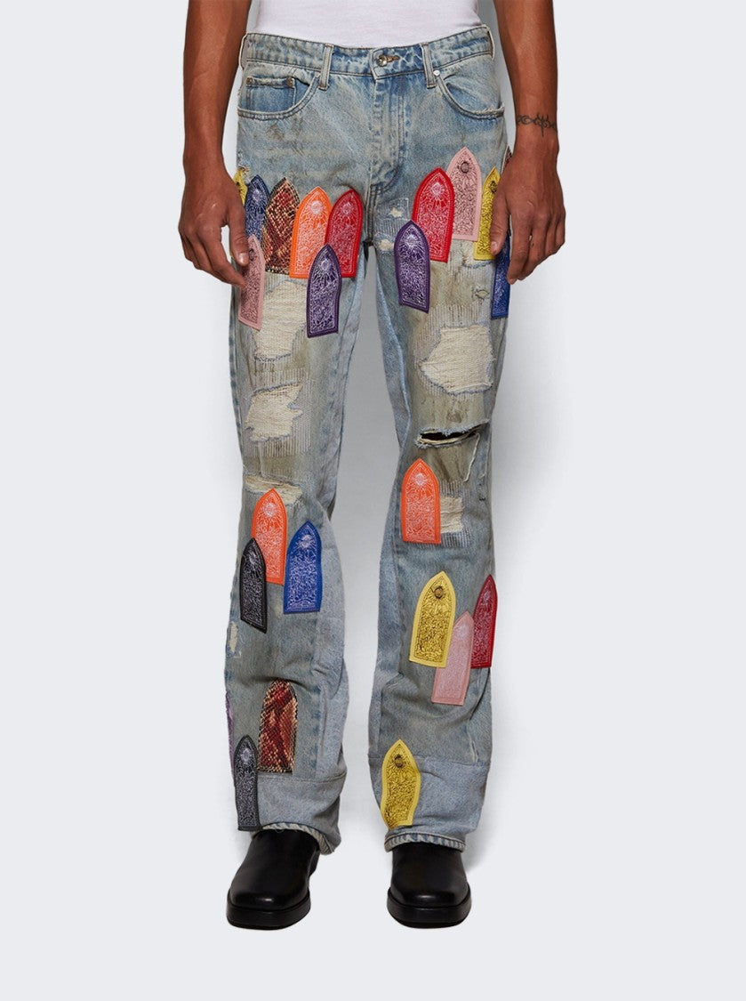 Who Decides War Patch Arched Repaired Distressed Jean - Multicolor