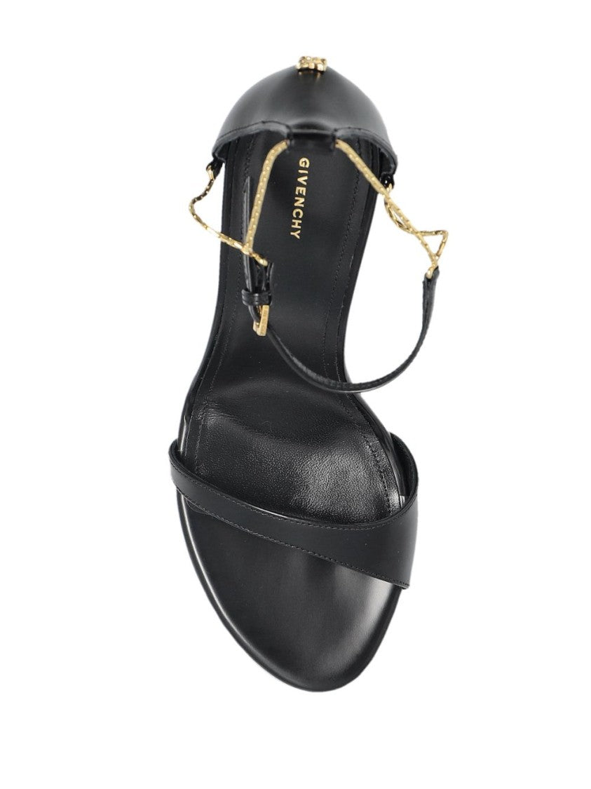Givenchy Black Single Strap Chain Detail Sandals