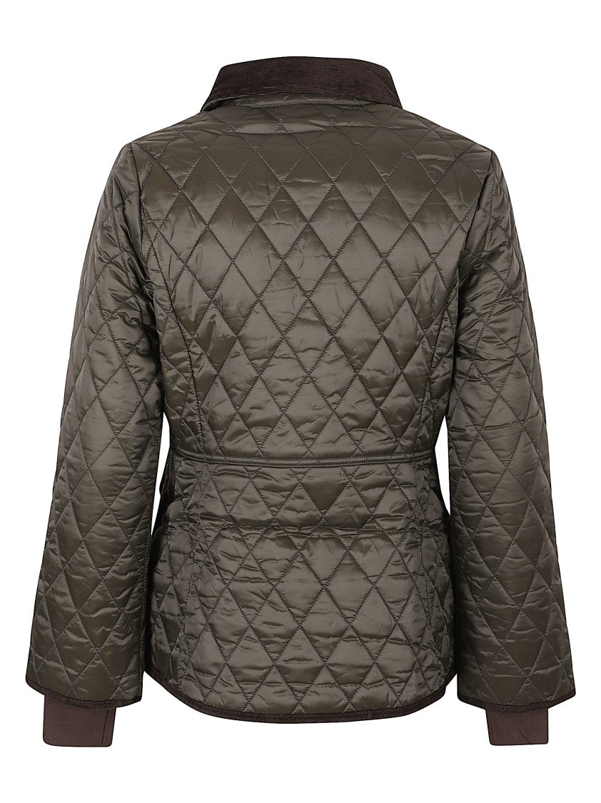Barbour Fitted Quilted Jacket With Diamond Pattern And Ribbed Cuffs
