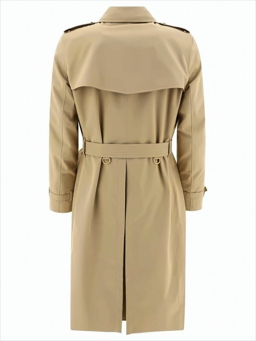 Burberry Double-Breasted Trench Coat In Beige Cotton