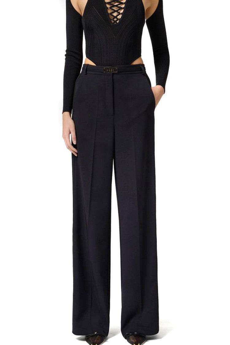 Elisabetta Franchi Polyester-Elastane Blend Wide Trousers