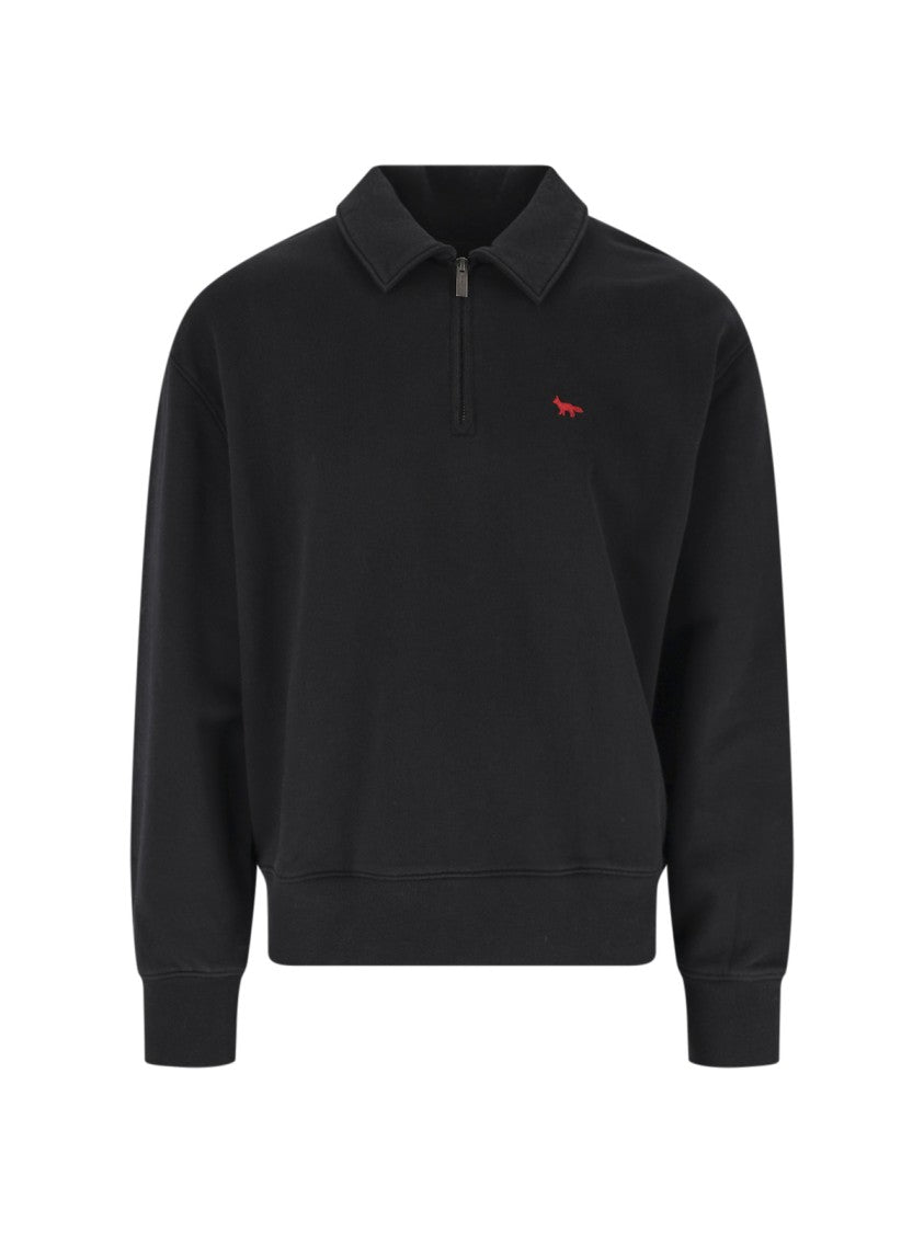 Maison Kitsuné Profile Fox Classic Collar Half-Zip Organic Cotton Pullover