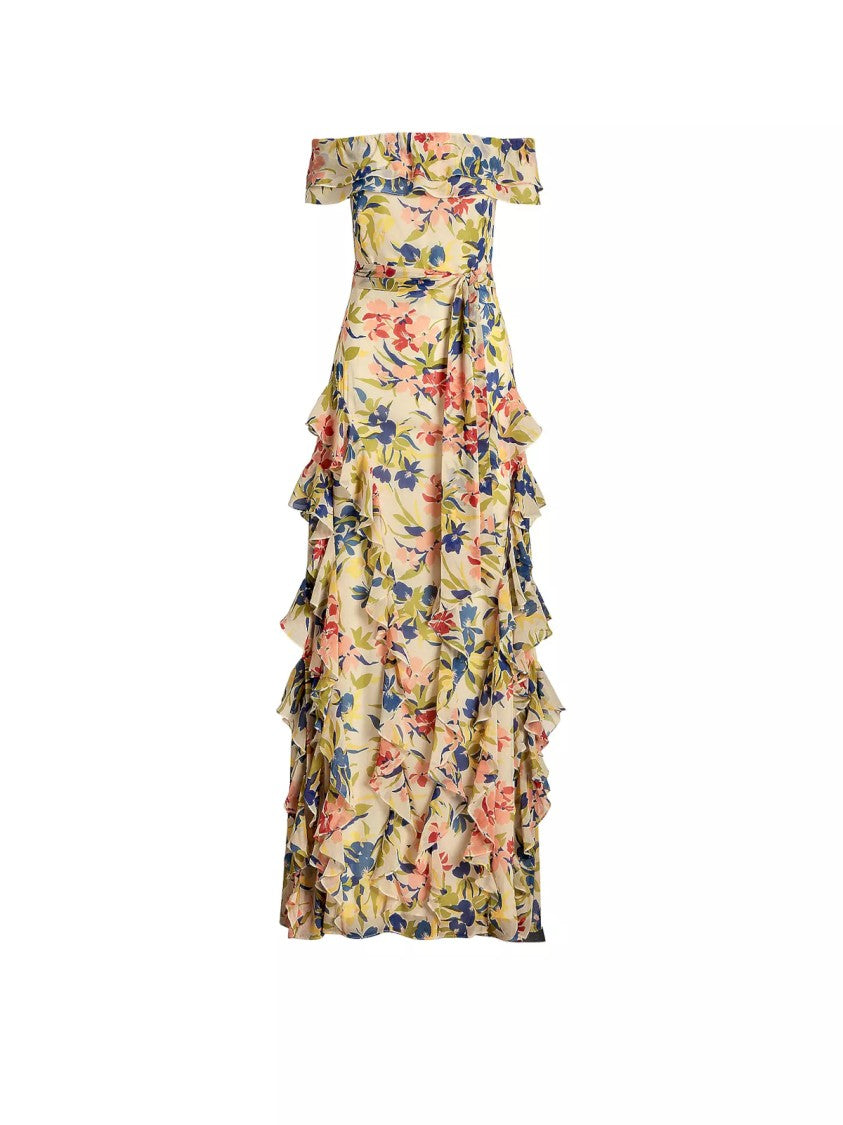 Lauren Ralph Lauren Off-The-Shoulder Floral Print Maxi Dress