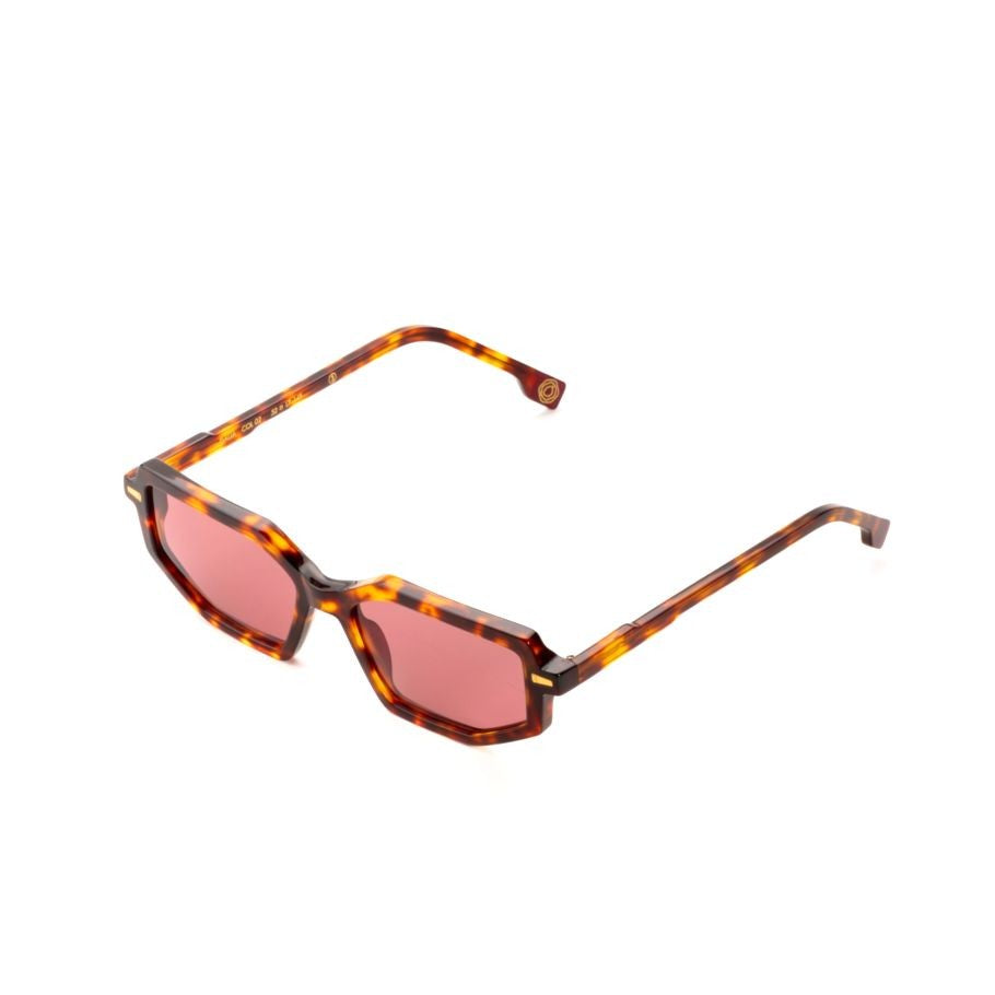 Kyme Dalia Geometric Tortoiseshell Sunglasses With Reddish Tinted Lenses