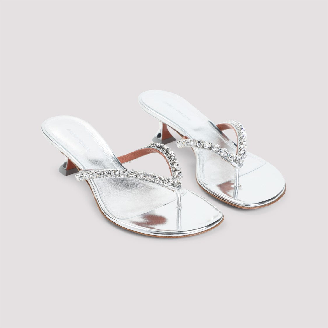 Amina Muaddi Gigi Thong Mirror Sandals
