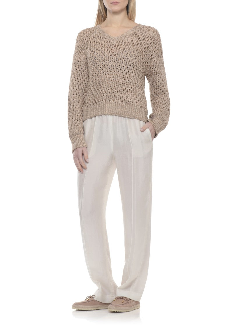 Fabiana Filippi Brown Perforated Lightpoint Detail Sweater
