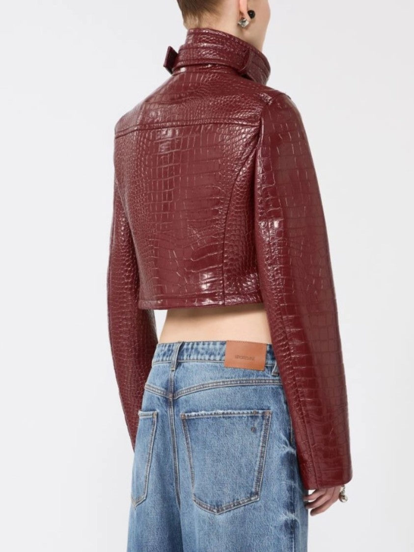 Sportmax Alligator Print Patent Leather Jacket
