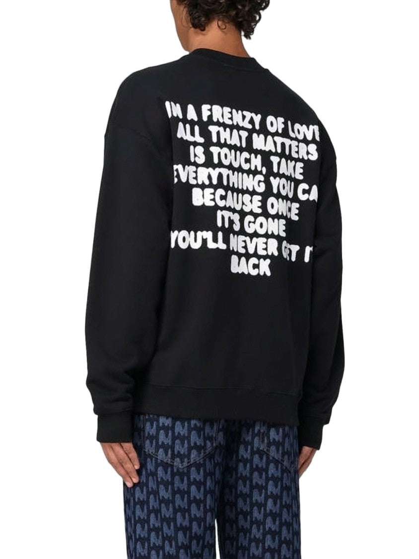 Msgm Long-Sleeve Black T-Shirt With Graphic Detailing
