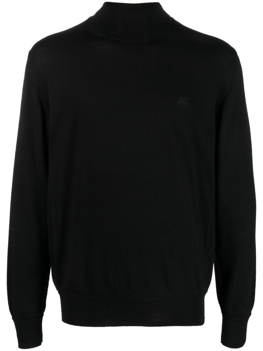 Etro Classic Black T-Neck Sweater With Elevating Silhouette