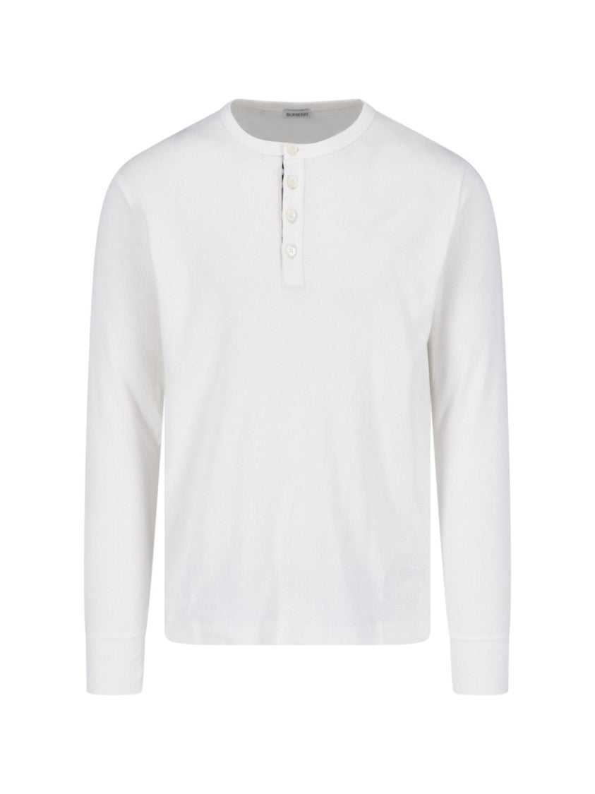 Burberry White Cotton Long-Sleeve T-Shirt