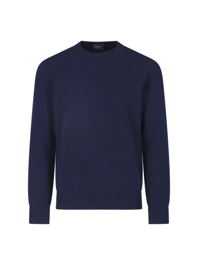 Drumohr Blue Cashmere Crewneck Sweater