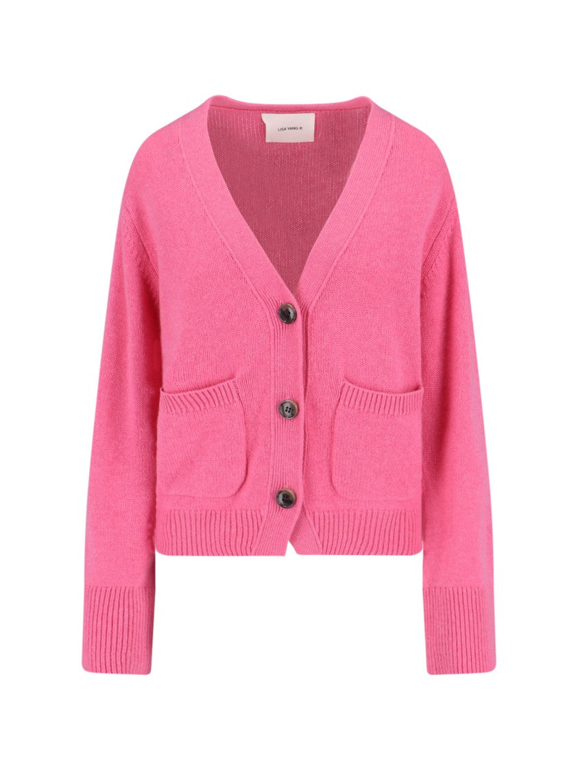 Lisa Yang "Danni" V-Neck Cardigan Pink