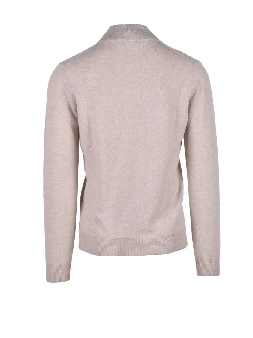 Fama Beige Merino Wool Cashmere Sweater