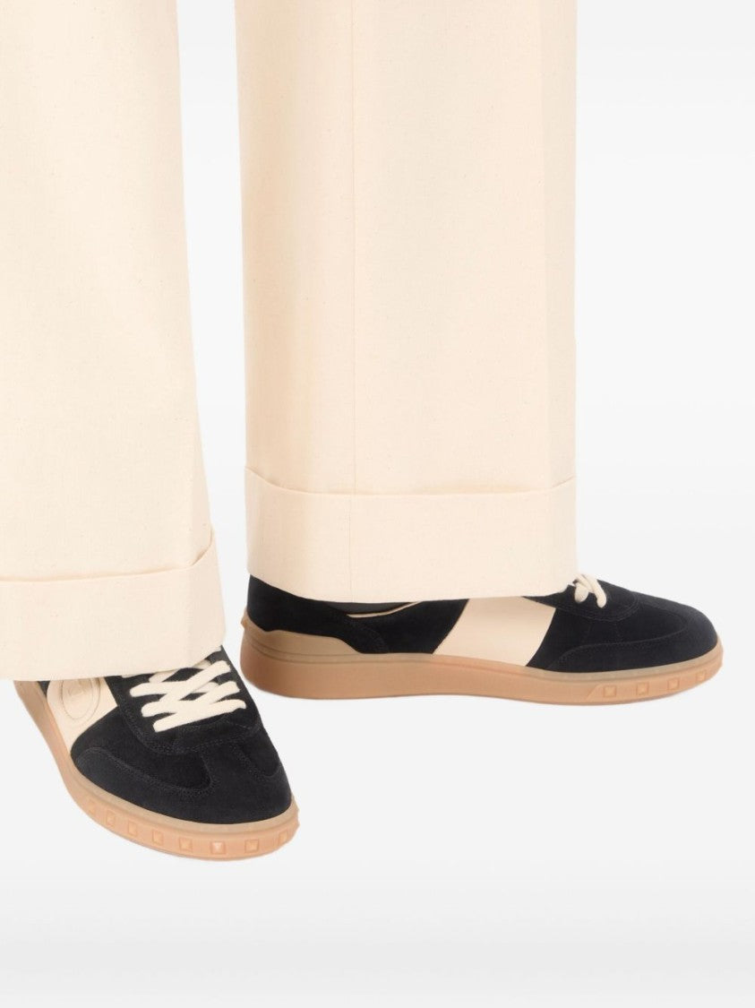 Valentino Garavani Black Upvillage Luxury Suede Strap Sneakers