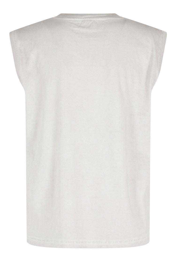 Diesel Gray Embej Embossed Oval D Chain Cotton Tank Top