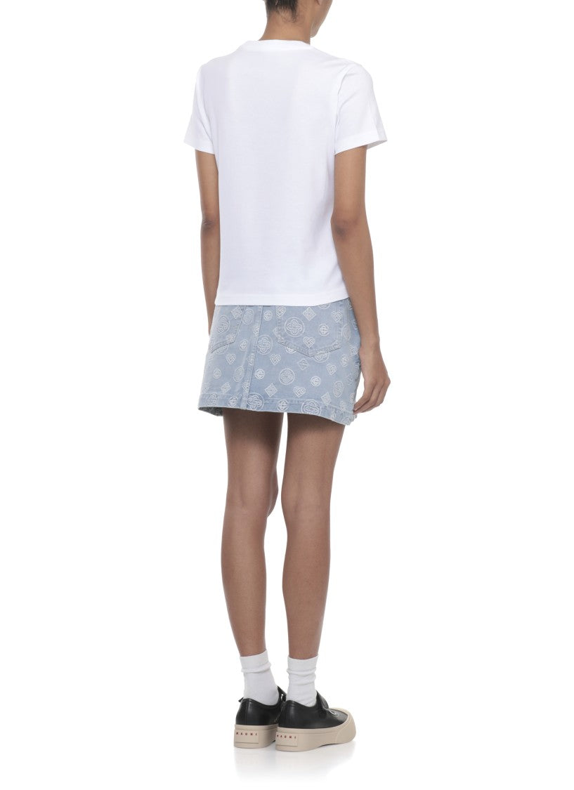 Casablanca Cotton T-Shirt With Contrasting Floral Print By Casablanca