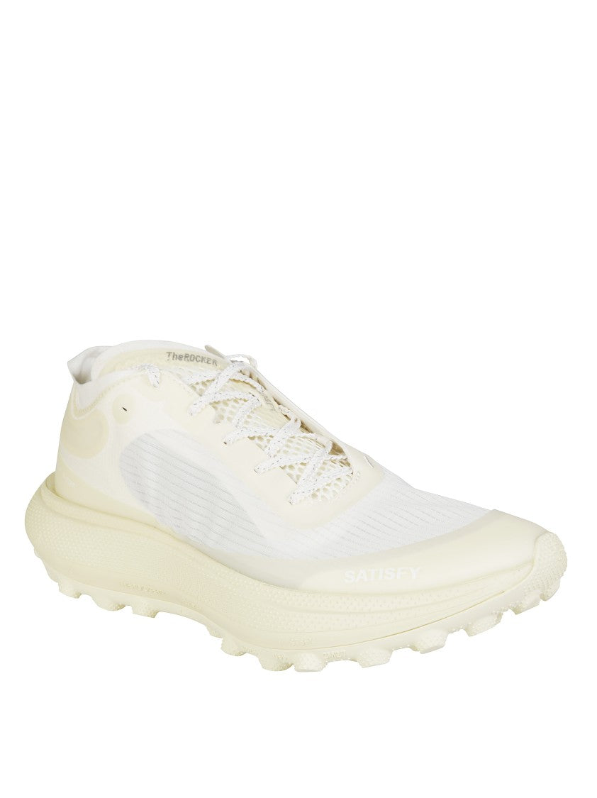 Satisfy The Rocker White Sneaker With Textured Sole And Integrated Laces