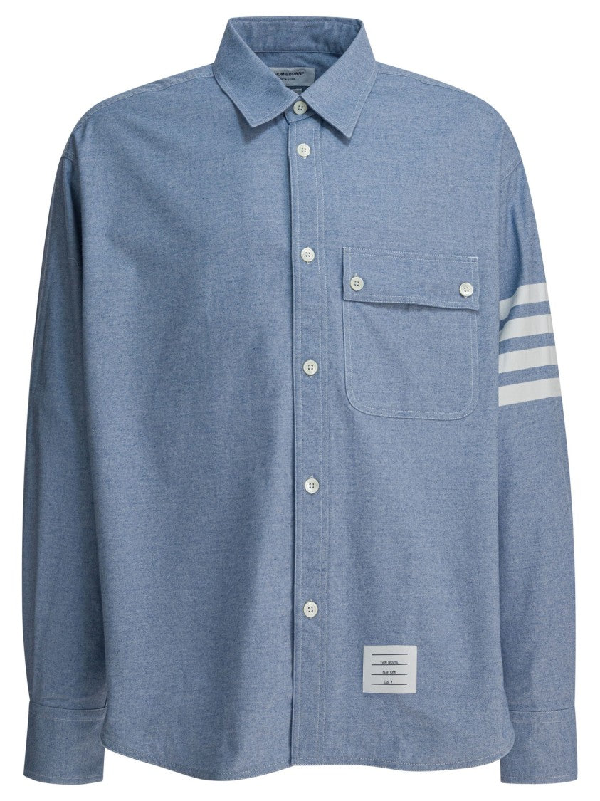 Thom Browne Light Blue Cotton Button-Down Shirt