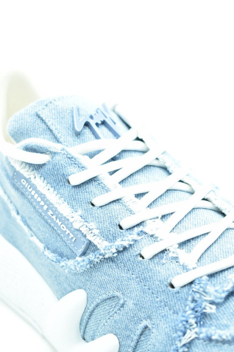 Giuseppe Zanotti Blue Denim Cotton Men's Low-Top Sneakers