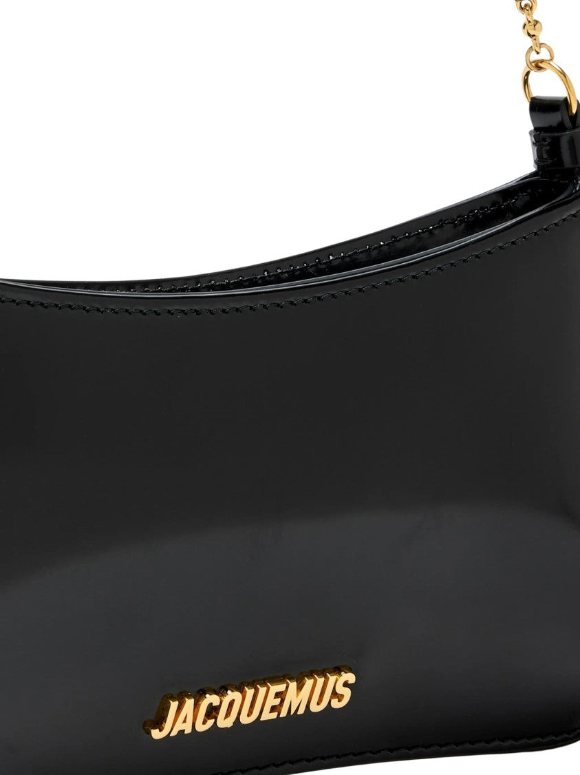 Jacquemus Black Leather Le Petit Bisou Chain Shoulder Bag