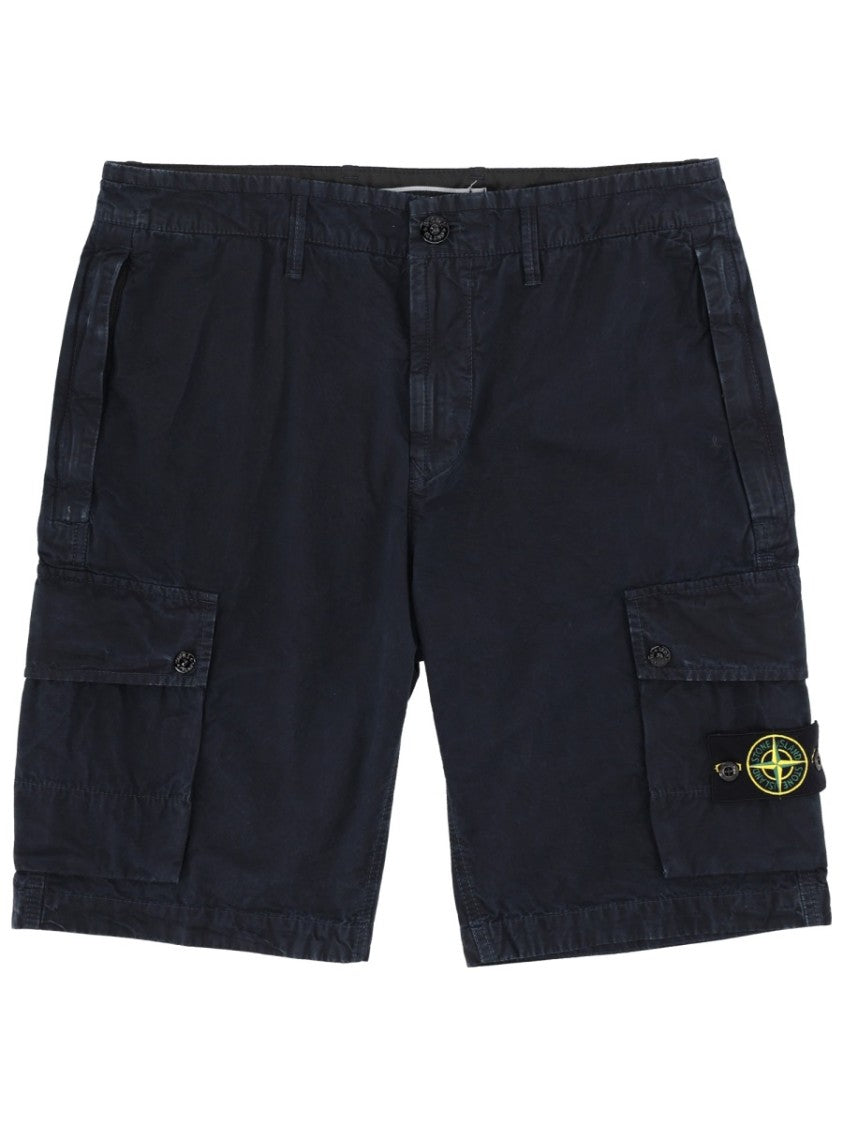 Stone Island Neutrals Logo Patch Flap Pockets Cargo Shorts