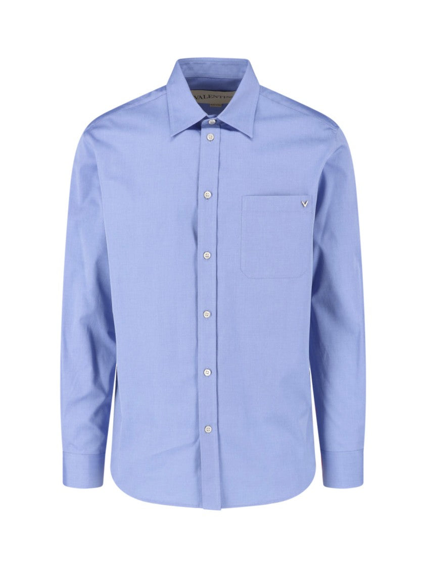 Valentino Blue Vgold Tailored Cotton Shirt