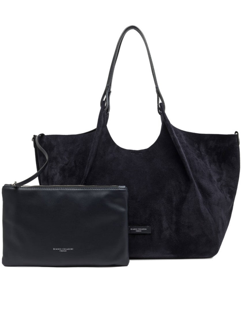 Gianni Chiarini Black Dua Soft-Structured Suede Tote Bag