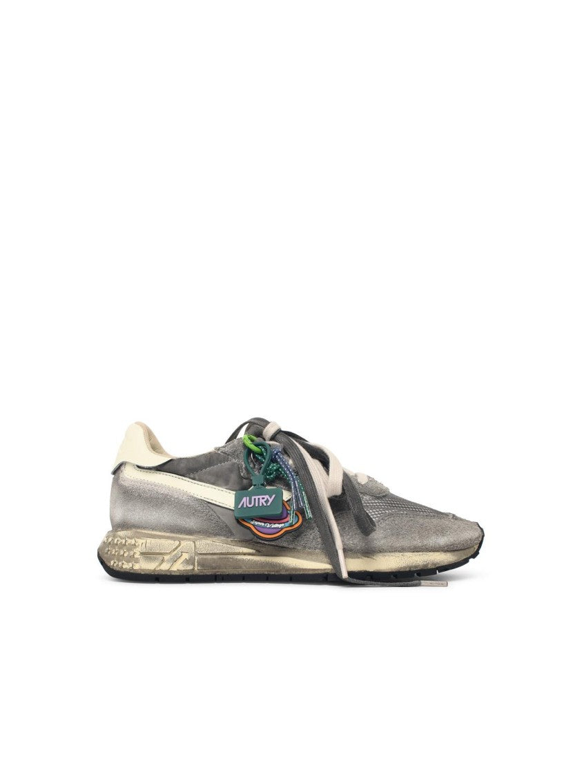 Autry Vintage-Inspired Grey Mesh And Suede Sneakers