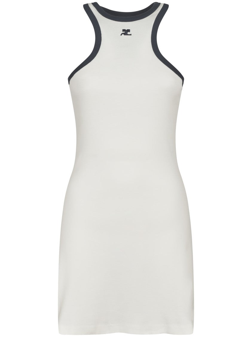 Courrèges Fitted Racerback Dress With Contrasting Trim
