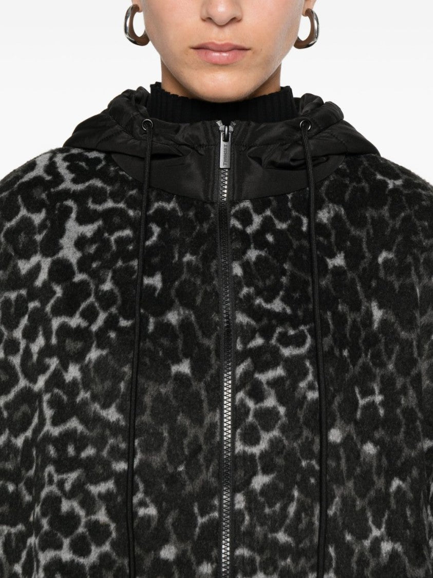 Twin-Set Textured Cape-Style Coat With Hood
