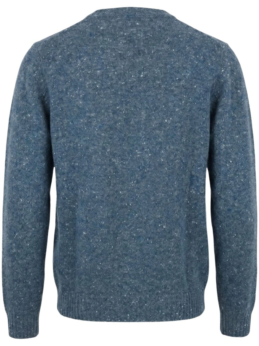 Drumohr Flecked-Knit Wool Crew Neck Sweater