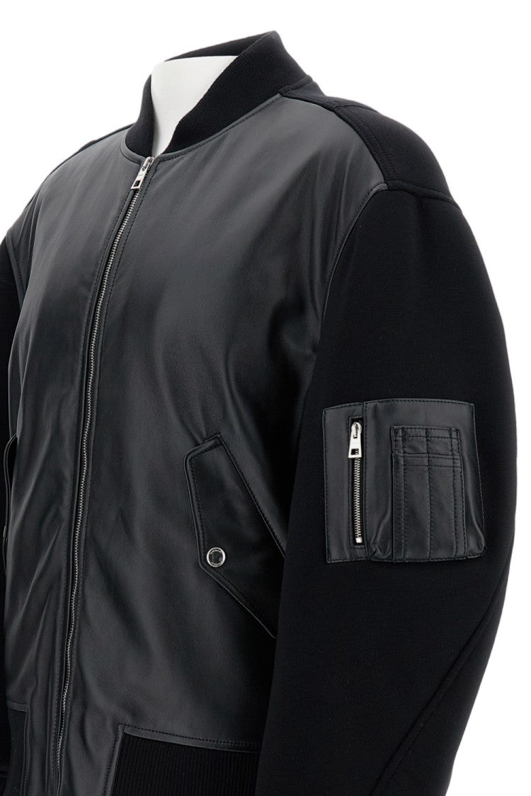 Givenchy Couture-Seam Bomber With Leather Front And Functional Details