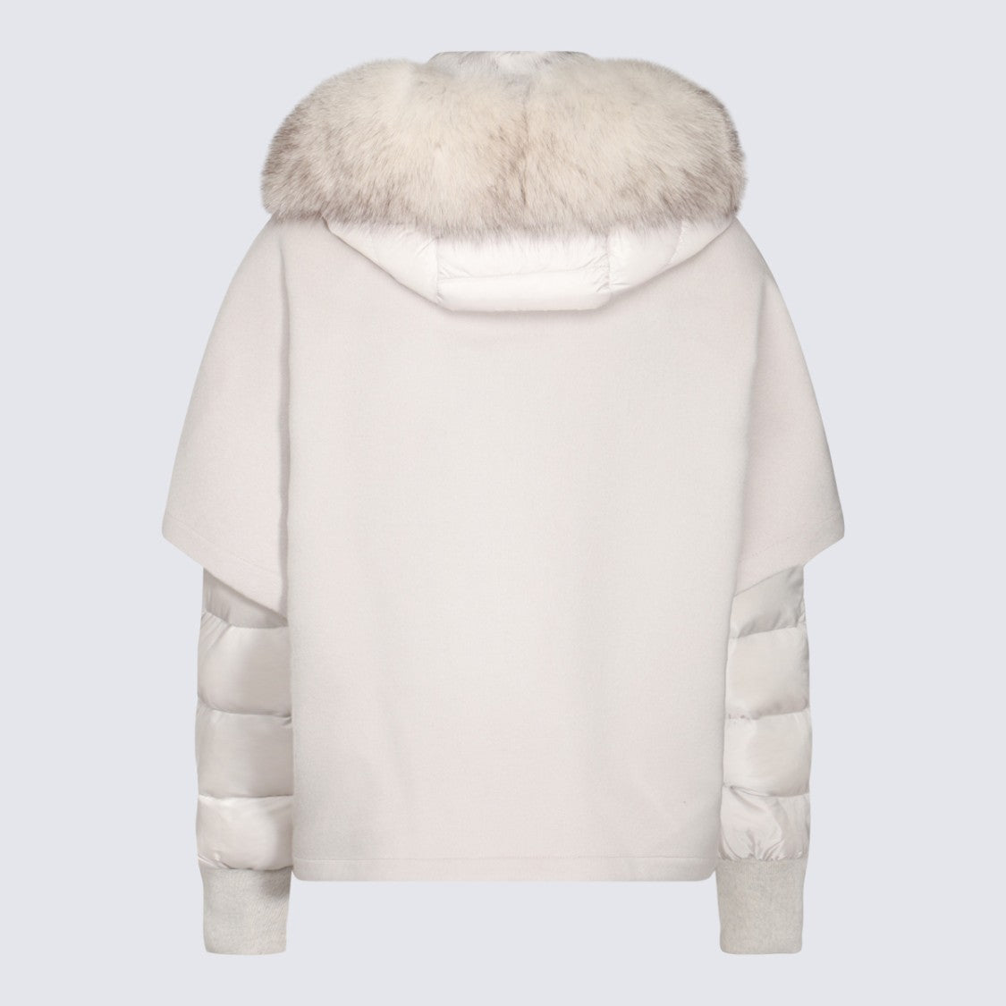 Moorer Quilted Sleeve Coat With Plush Fur Hood