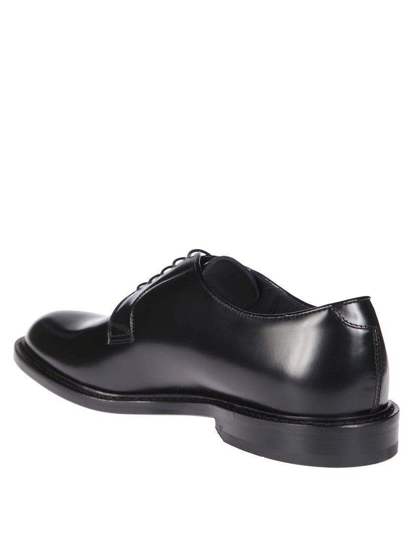 Doucal's Black Leather Derby Shoes