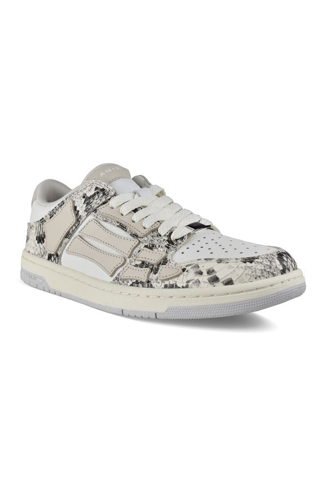Amiri Low-Rise Beige And White Sneakers With Python-Effect Inserts
