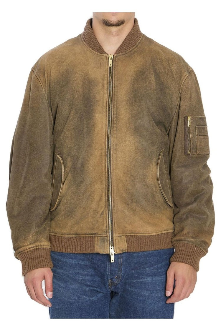 Golden Goose Classic Structured Brown Jacket With Front Zipper Closure