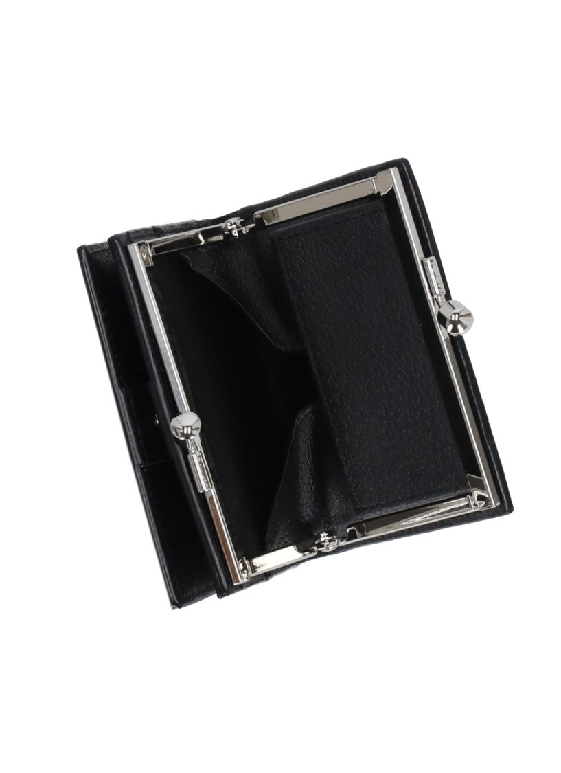 Vivienne Westwood Black Compact Textured Snap-Button Leather Wallet