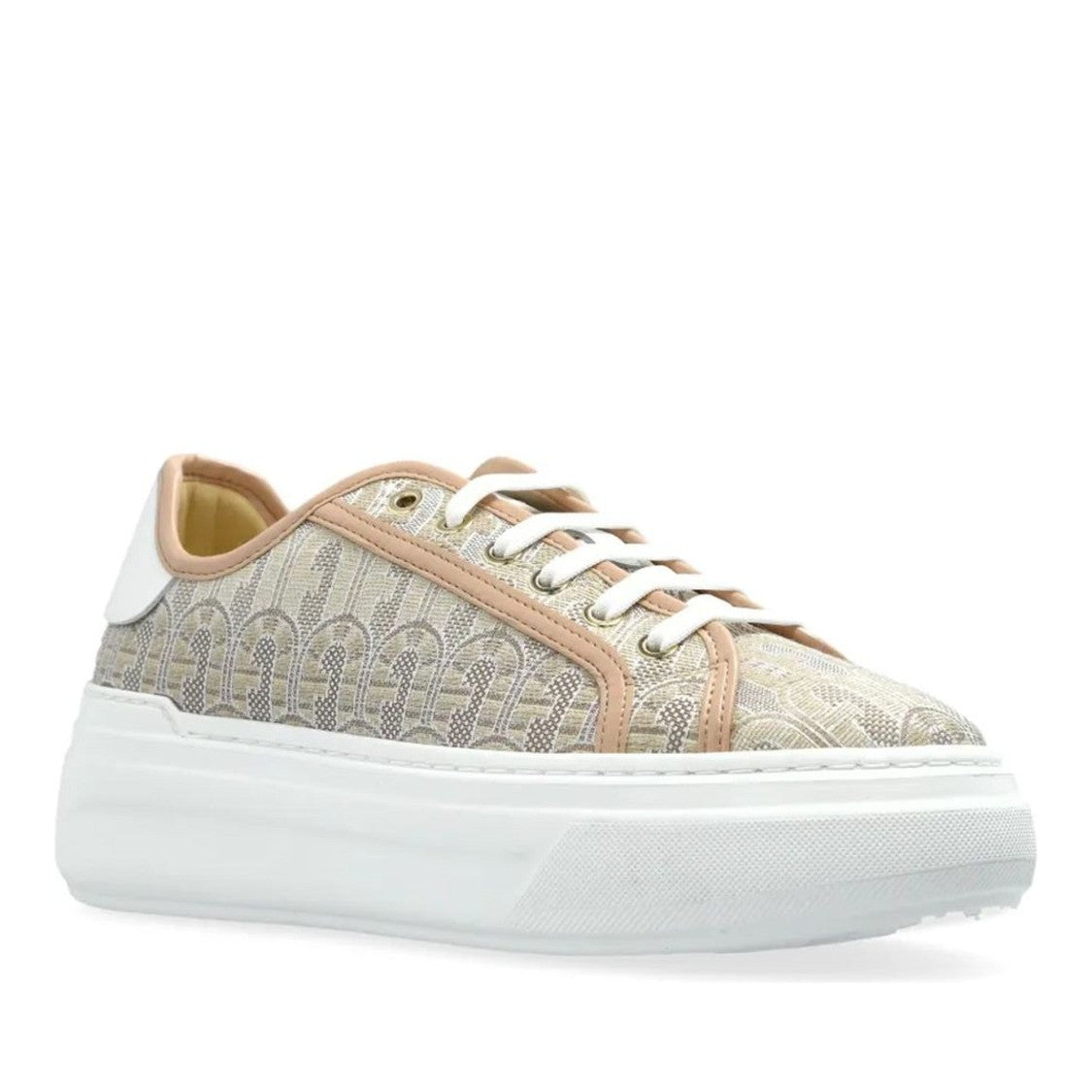 Furla Nuage Beige Patterned Geometric Platform Sneakers