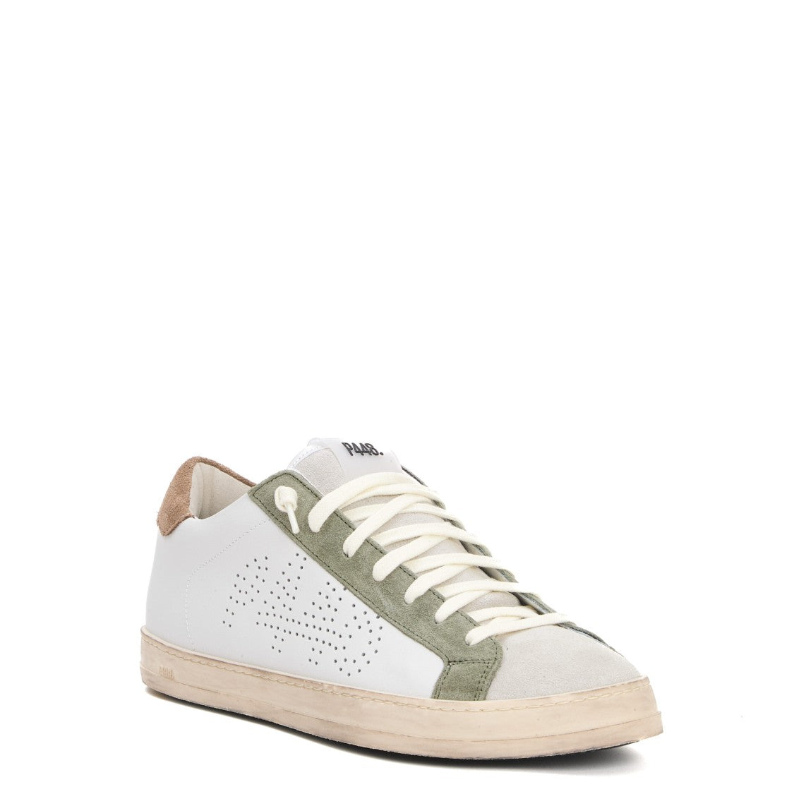 P448 Pelle Bianca E Camoscio Salvia Sneakers