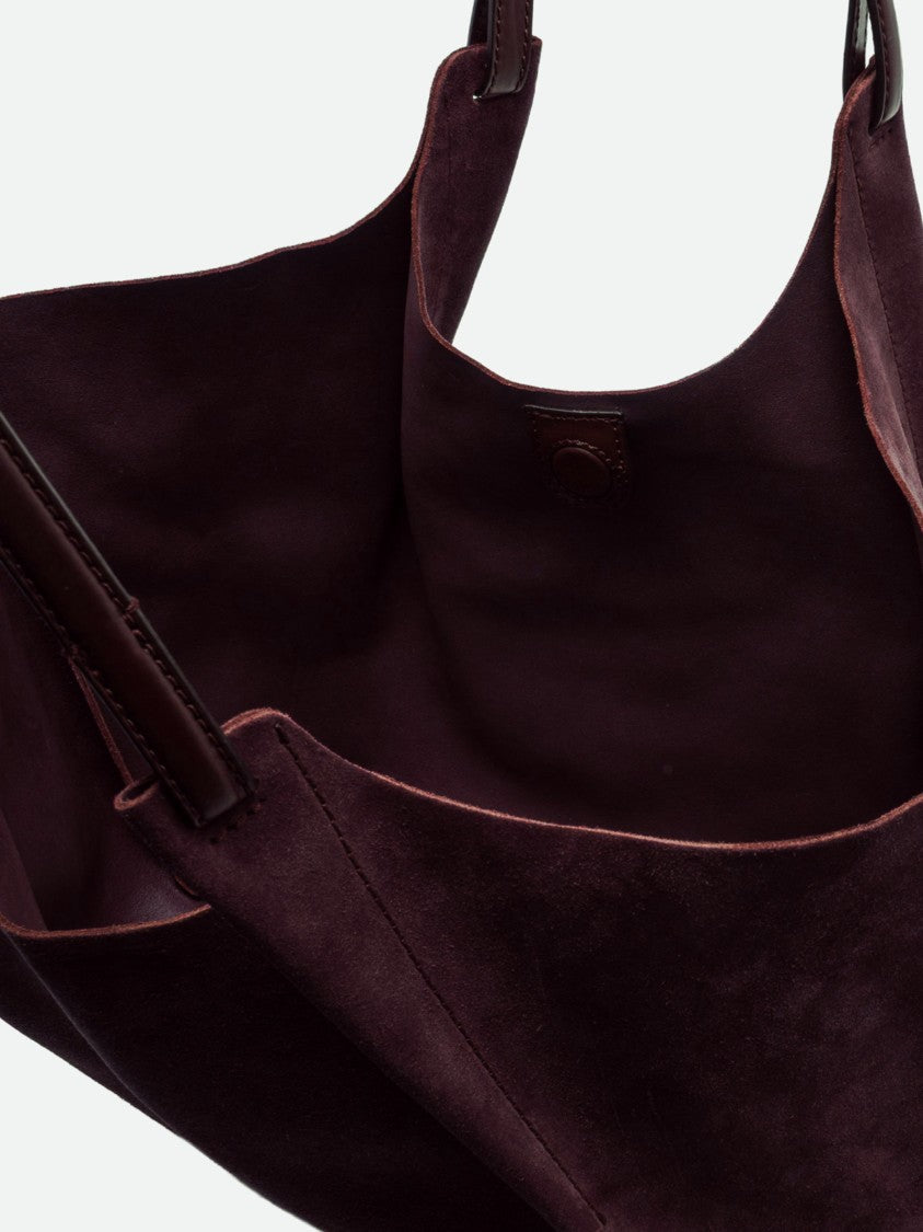 Gianni Chiarini Slouchy Burgundy Suede Tote Bag With Logo Plaque
