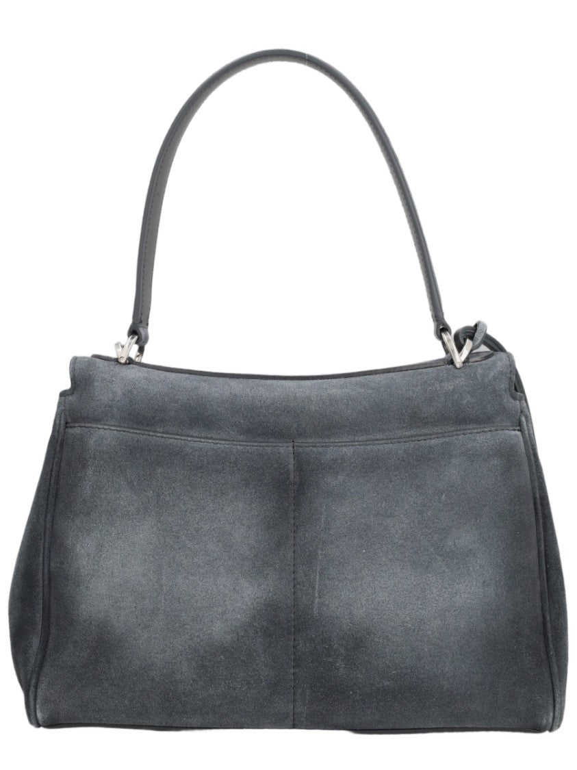 Balenciaga Calfskin Suede Shoulder Bag With Silver-Tone Closure