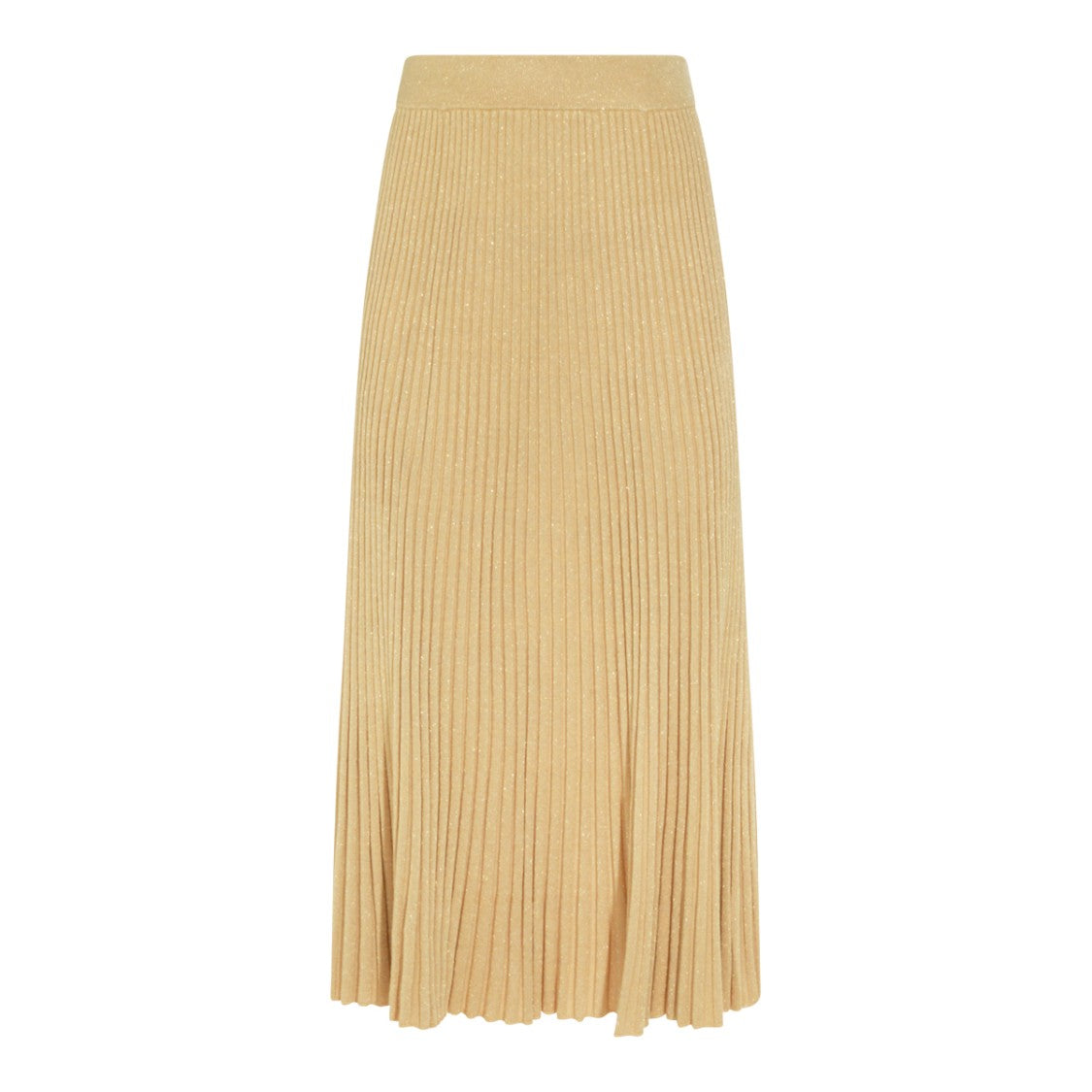 Zimmermann Gold Viscose Pleated Midi Skirt With High Elasticated Waist
