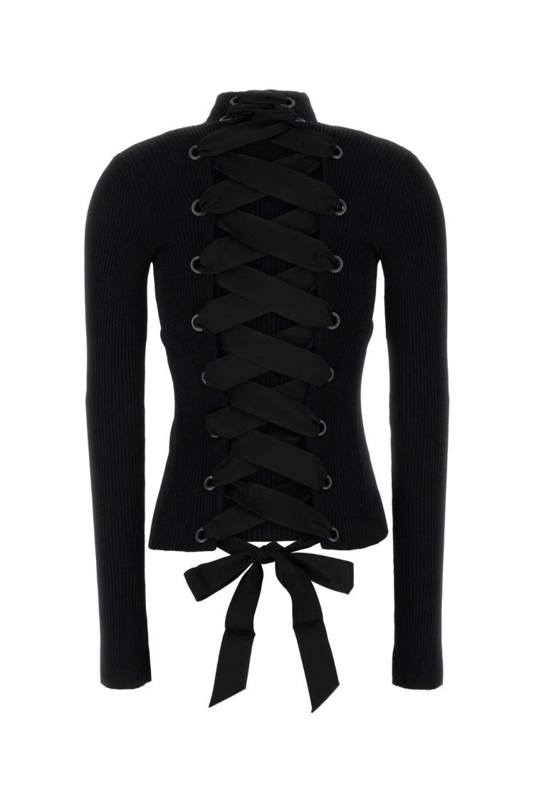 Balenciaga Black Stretch Viscose Blend Top