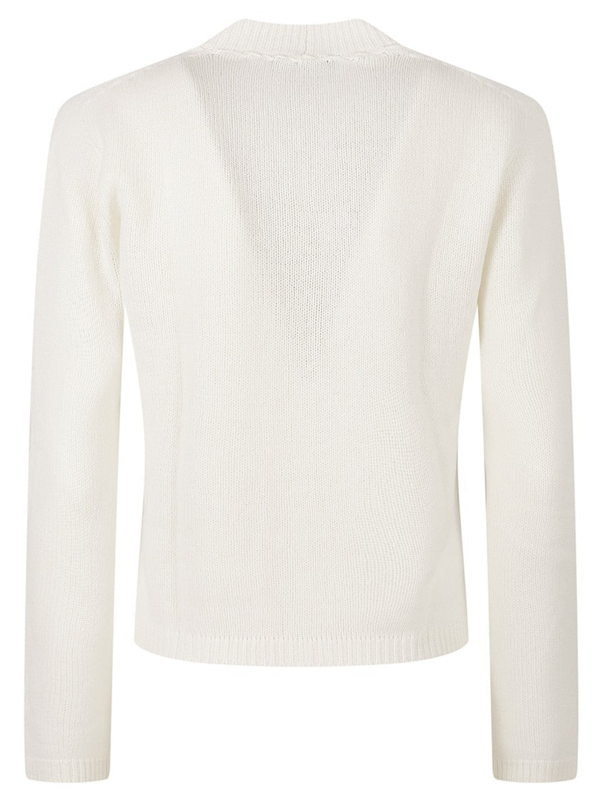 Fabiana Filippi Cropped Cardigan Sweater With V-Neckline And Subtle Ribbed Details