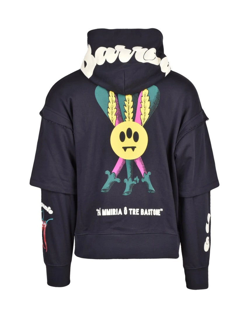 Barrow Blue Cotton Graphic Hoodie